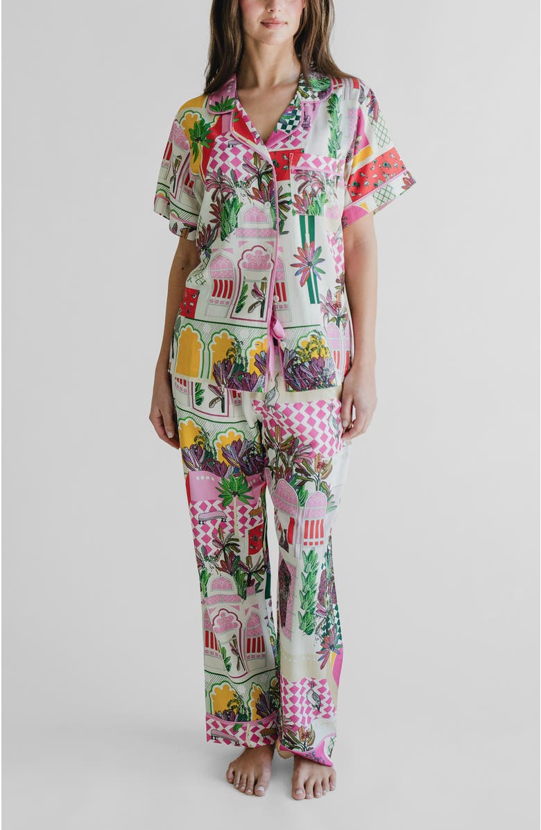 Katie Kime Greco Garden Pajama Pants Set, Main, color, Pink
