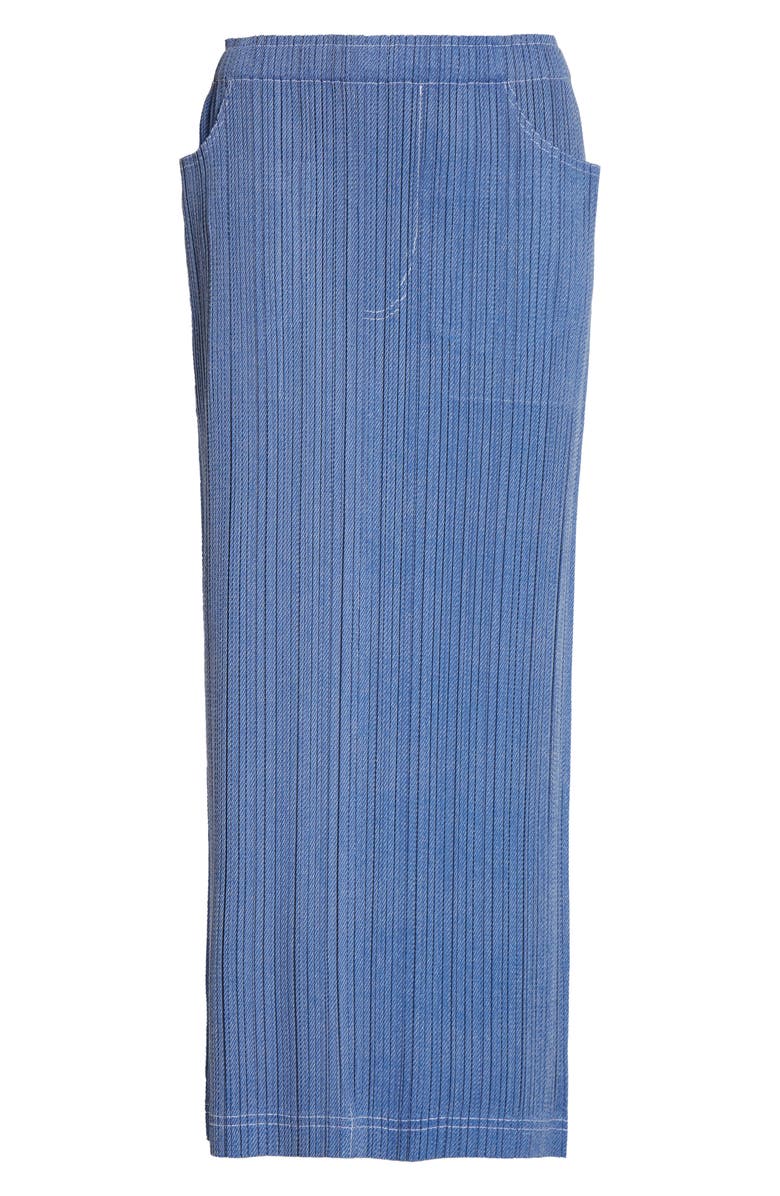 Issey Miyake Trompe l'Oeil Pleated Midi Skirt, Alternate, color, Blue