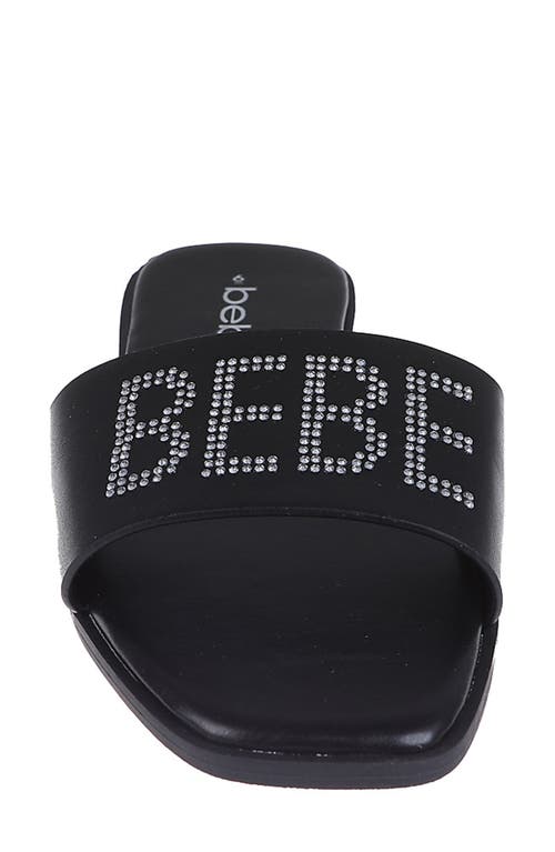 Bebe Rhinestone Logo Slide Sandal