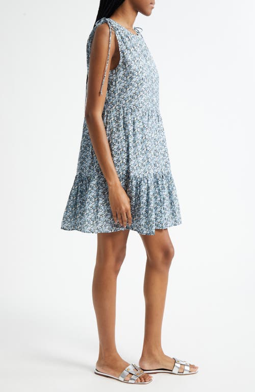 Veronica Beard Yulianna Floral Tiered Button-front Mini Dress In Blue