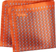 Eton Orange Pineapple Print Silk Twill Pocket Square