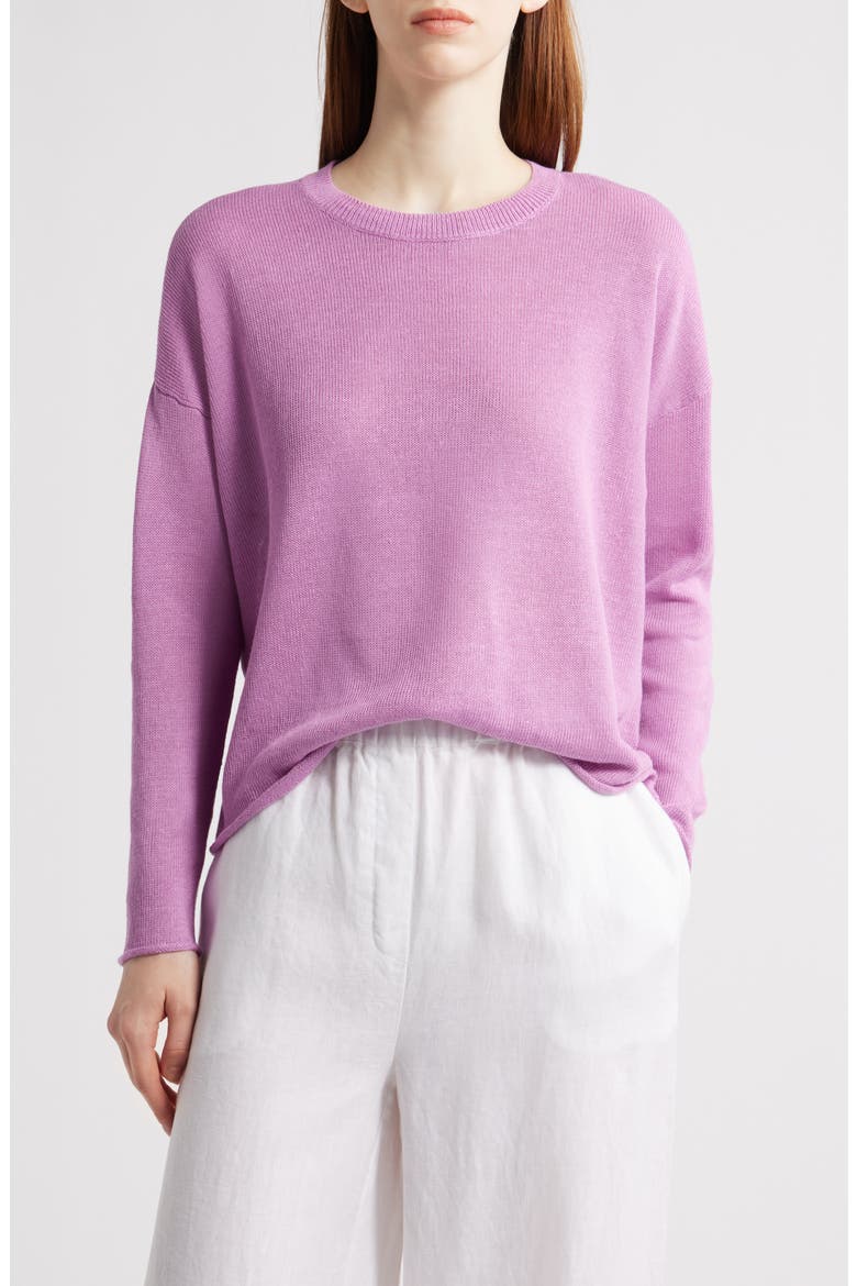 Crewneck Organic Linen & Organic Cotton Sweater, Main, color, FRLIL