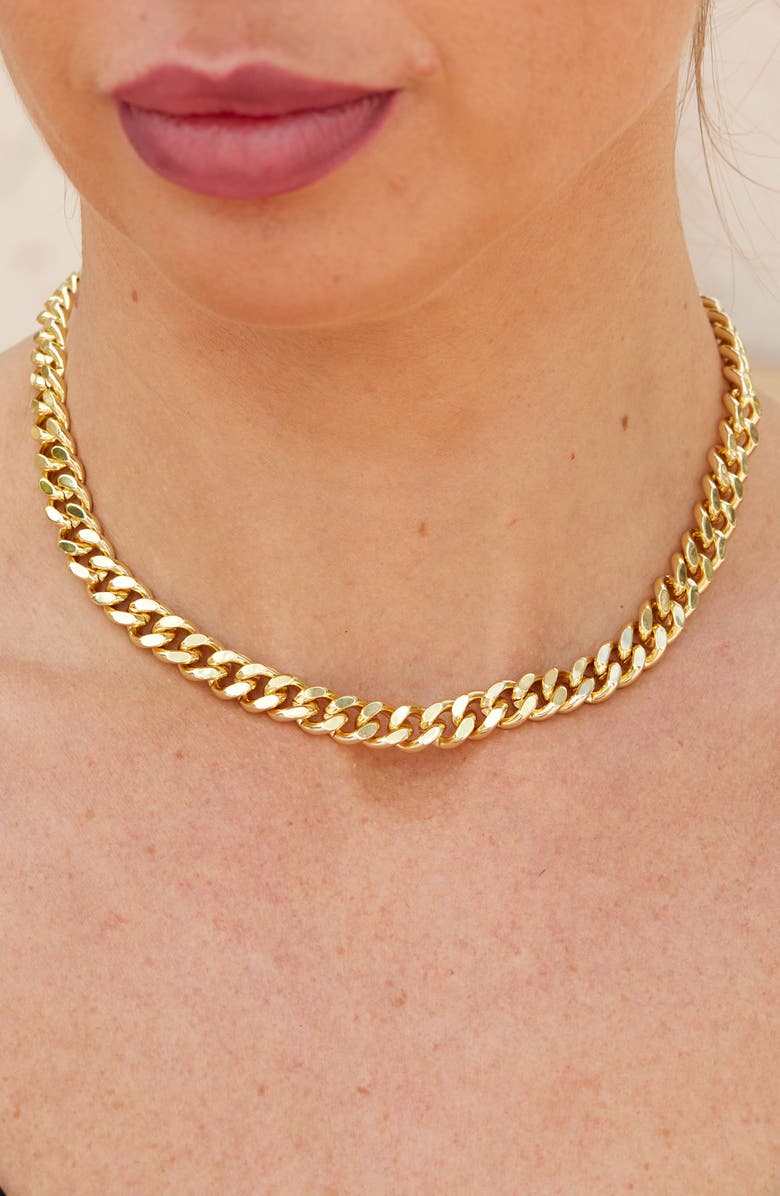 SAVVY CIE JEWELS CZ Pavé Chunky Chain Link Necklace, Alternate, color, Yellow