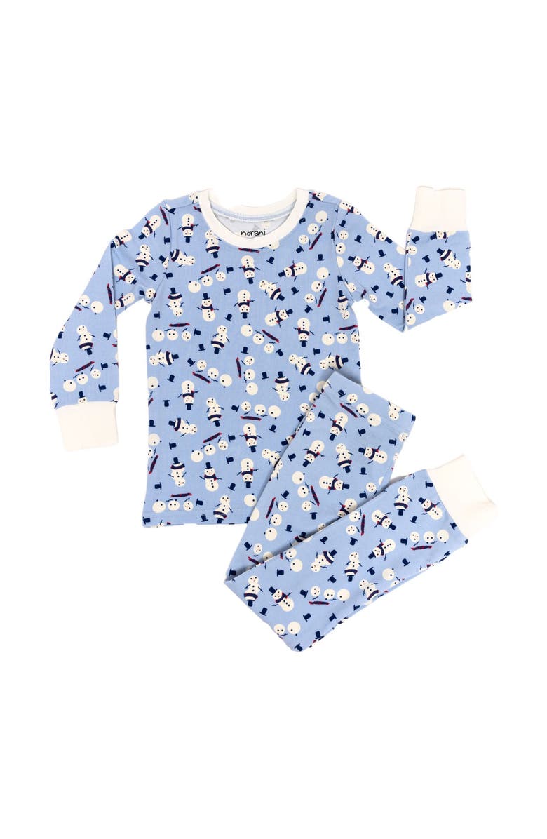 Norani Kids Organic Two-Piece Pajama Set - Holiday Snowmen, Main, color, Holiday Snowmen