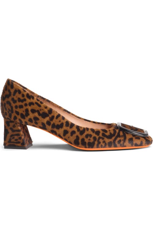 Santoni Animal-print Cavallino Mid-heel Pump In Brown
