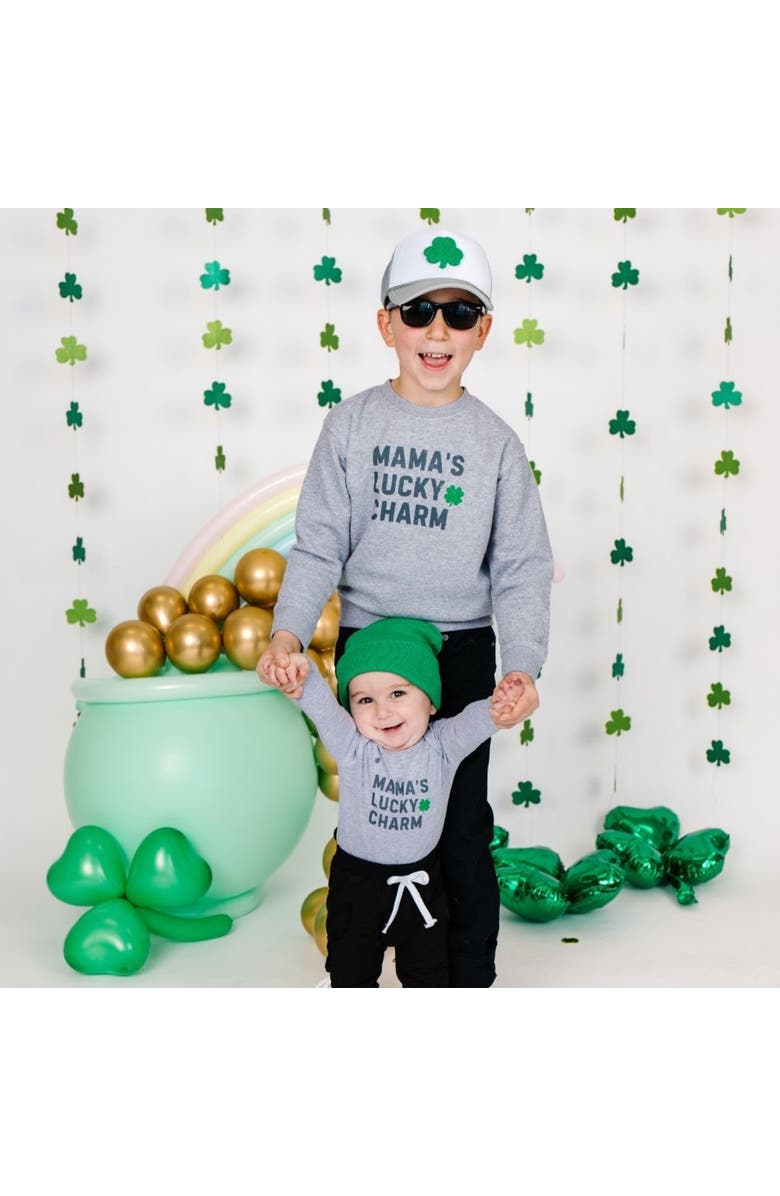 Sweet Wink Mama's Lucky Charm St. Patrick's Day Long Sleeve Bodysuit, Alternate, color, 