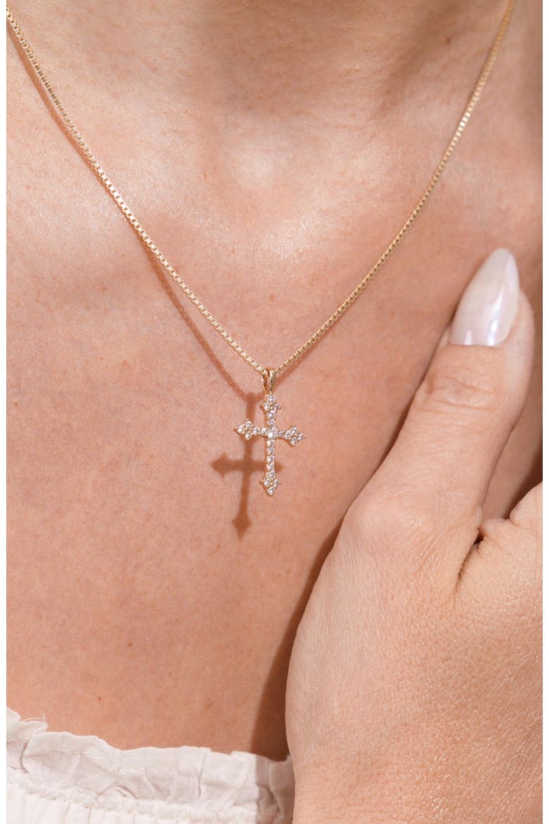 Vintage Cross Box Chain Necklace, Alternate, color, Gold Vermeil
