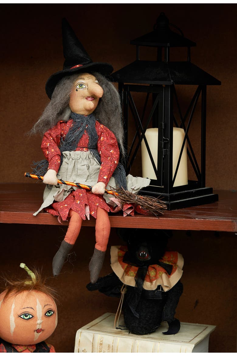 Paprika Little Witch Halloween Folk Art Figurine, Alternate, color, Red