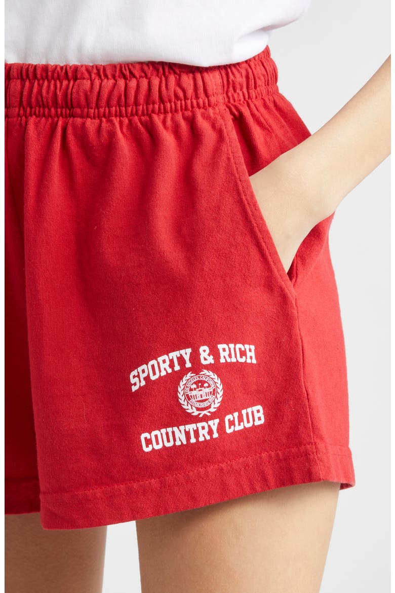 Varsity Crest Disco Graphic Shorts, Alternate, color, MEDIUM RED