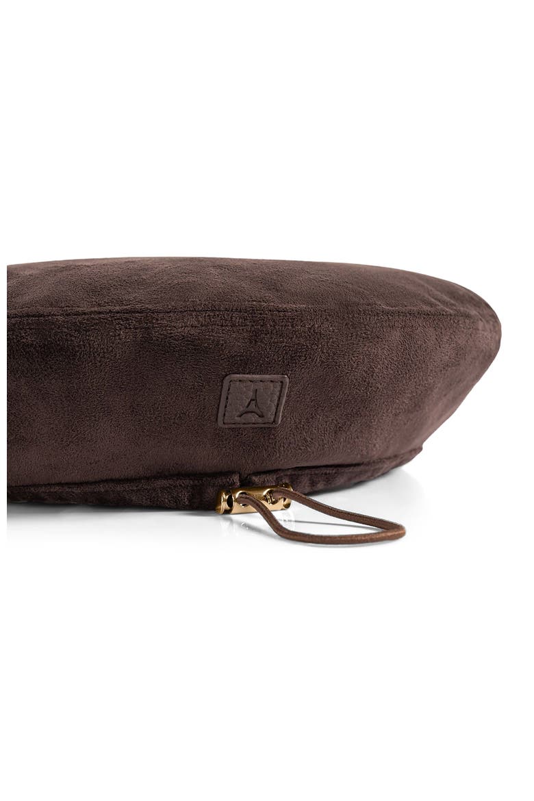 Anya Suede Beret, Alternate, color, Brown