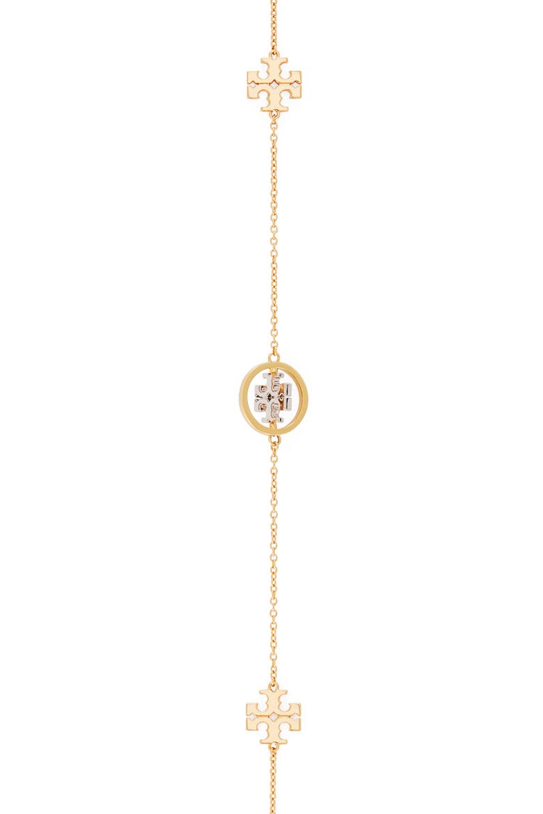 Miller Logo Spinner Rosary Necklace, Alternate, color, TORY GOLD / SILVER