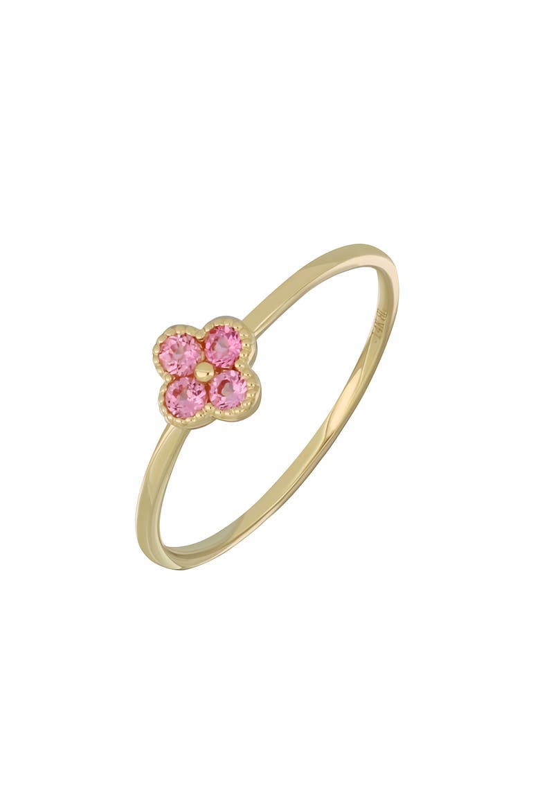 14K Gold Pink Tourmaline Clover Ring, Main, color, 14K YELLOW GOLD