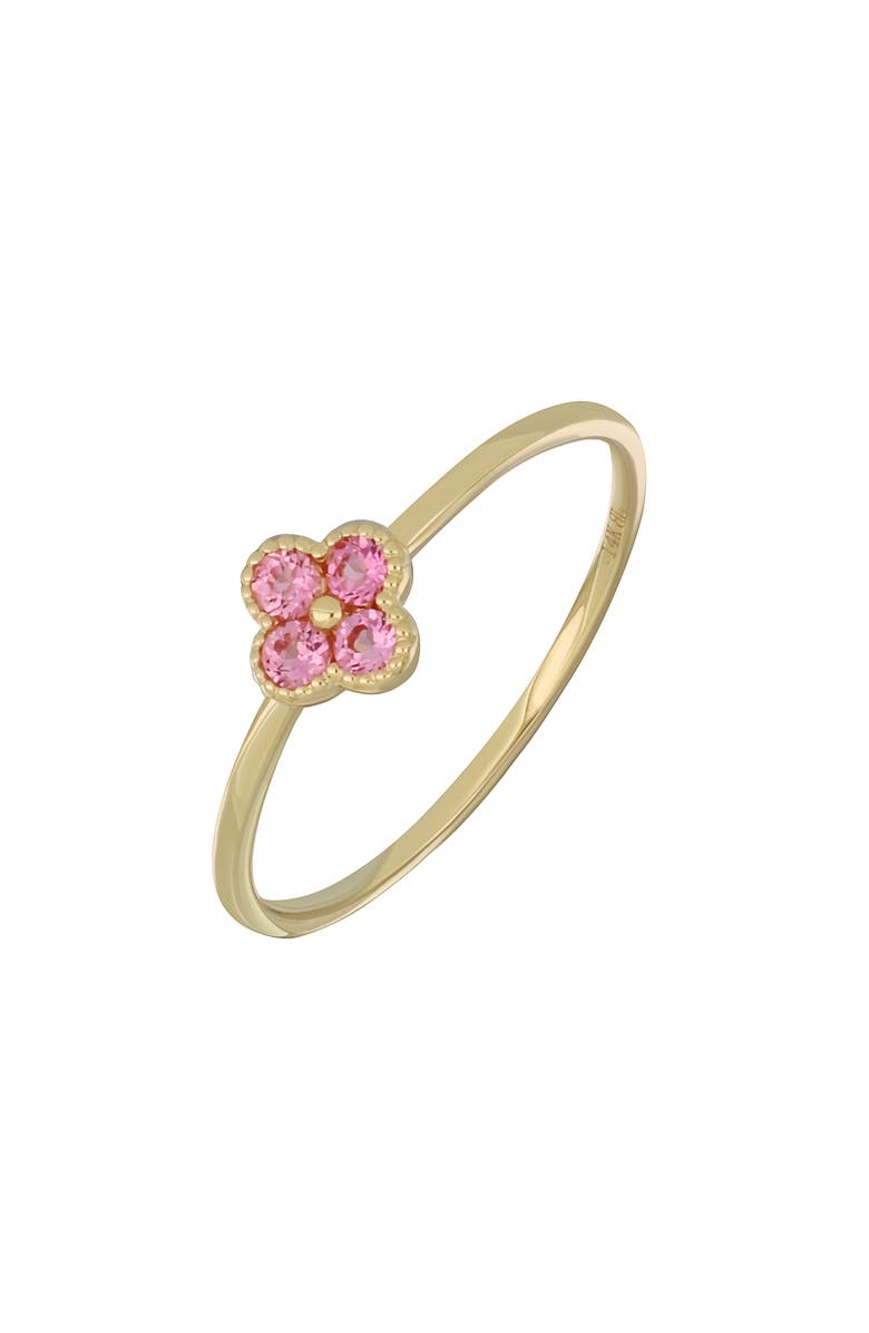 Bony Levy 14K Gold Pink Tourmaline Clover Ring, Main, color, 14K Yellow Gold