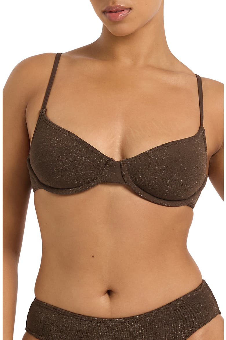 Gracie Underwire Balconette Bikini Top, Main, color, WALNUT