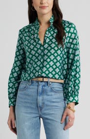 Caslon® Ruffle Button-Up Shirt