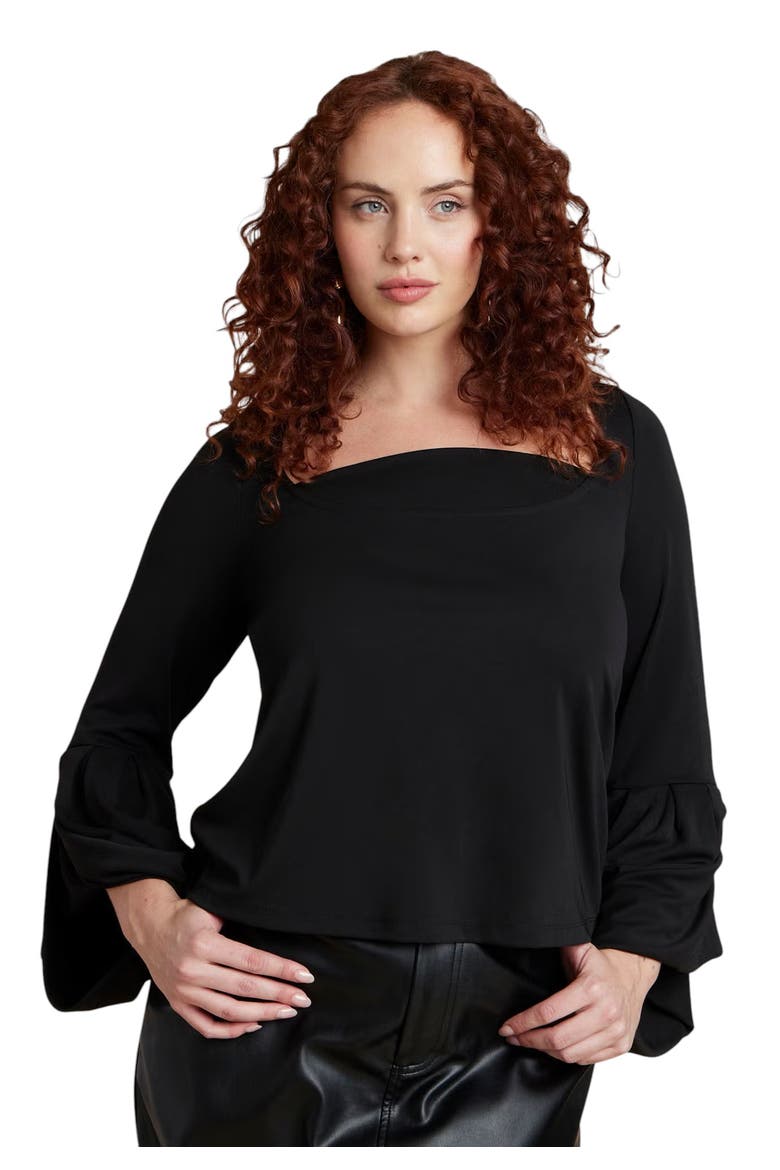 Draped Cuff Top, Main, color, BLACK ONYX