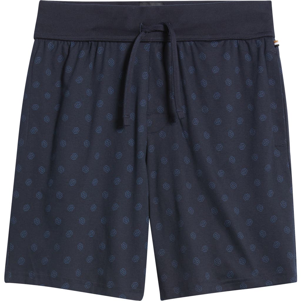 Hugo Boss Boss Relax Cotton Pajama Shorts In Dark Blue