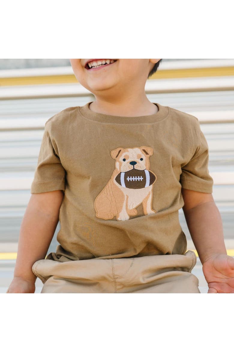 Bulldog Football Patch Short Sleeve T-Shirt, Alternate, color, Mocha