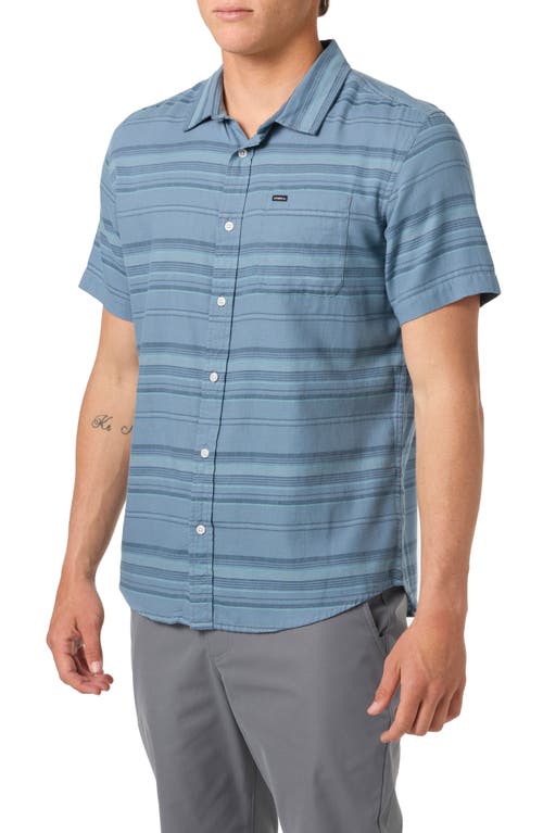 O'neill Seafaring Stripe Stretch Short Sleeve Button-up Shirt In Blue