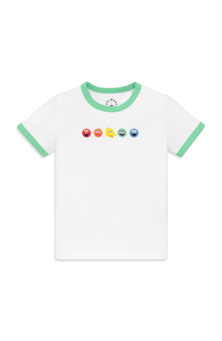 Primary Kids Sesame Street Friends Ringer Tee, Main, color, White Rainbow Sesame Street