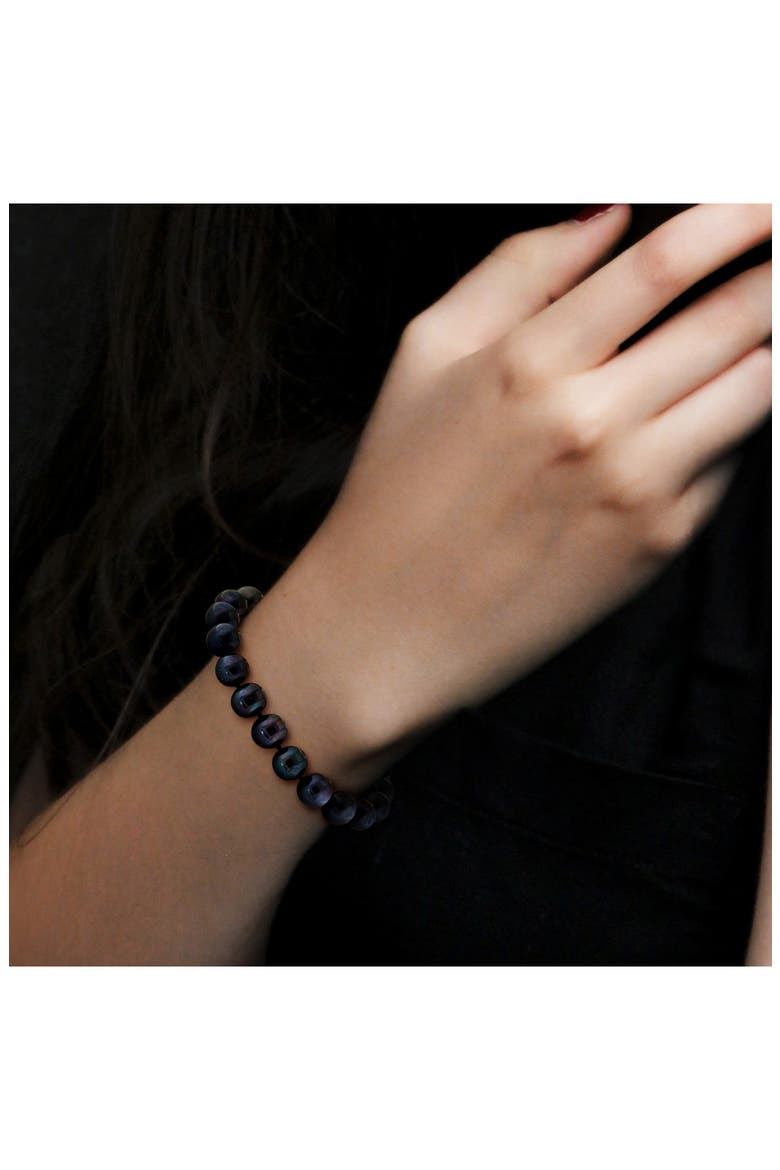 8-9mm Black Cultured Freshwater Pearl Stretch Bracelet, Alternate, color, BLACK