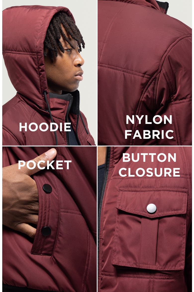 Hooded Puffer Jacket, Alternate, color, BURGUNDY