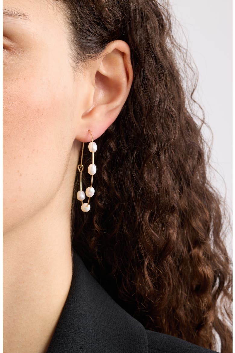 Scattered Freshwater Pearl Hoop Earrings, Alternate, color, WHITE- GOLD