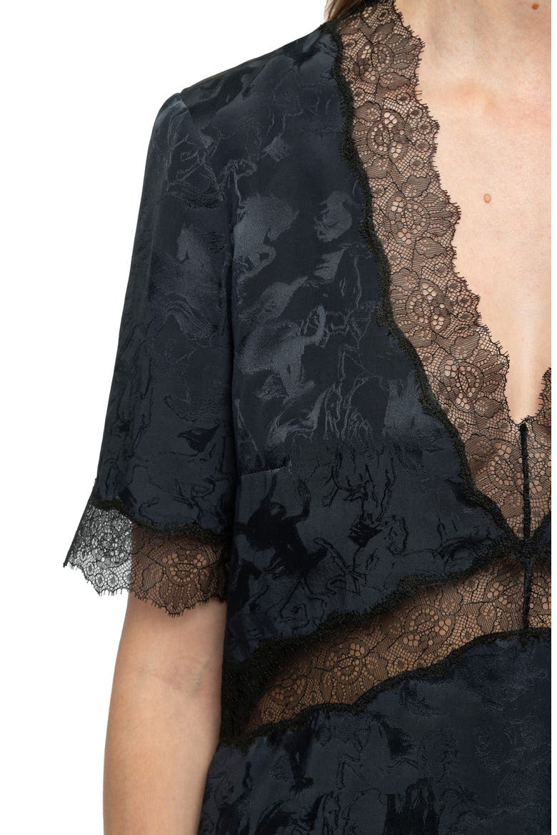 Tedoxa Horse Jacquard Silk Top, Alternate, color, ENCRE