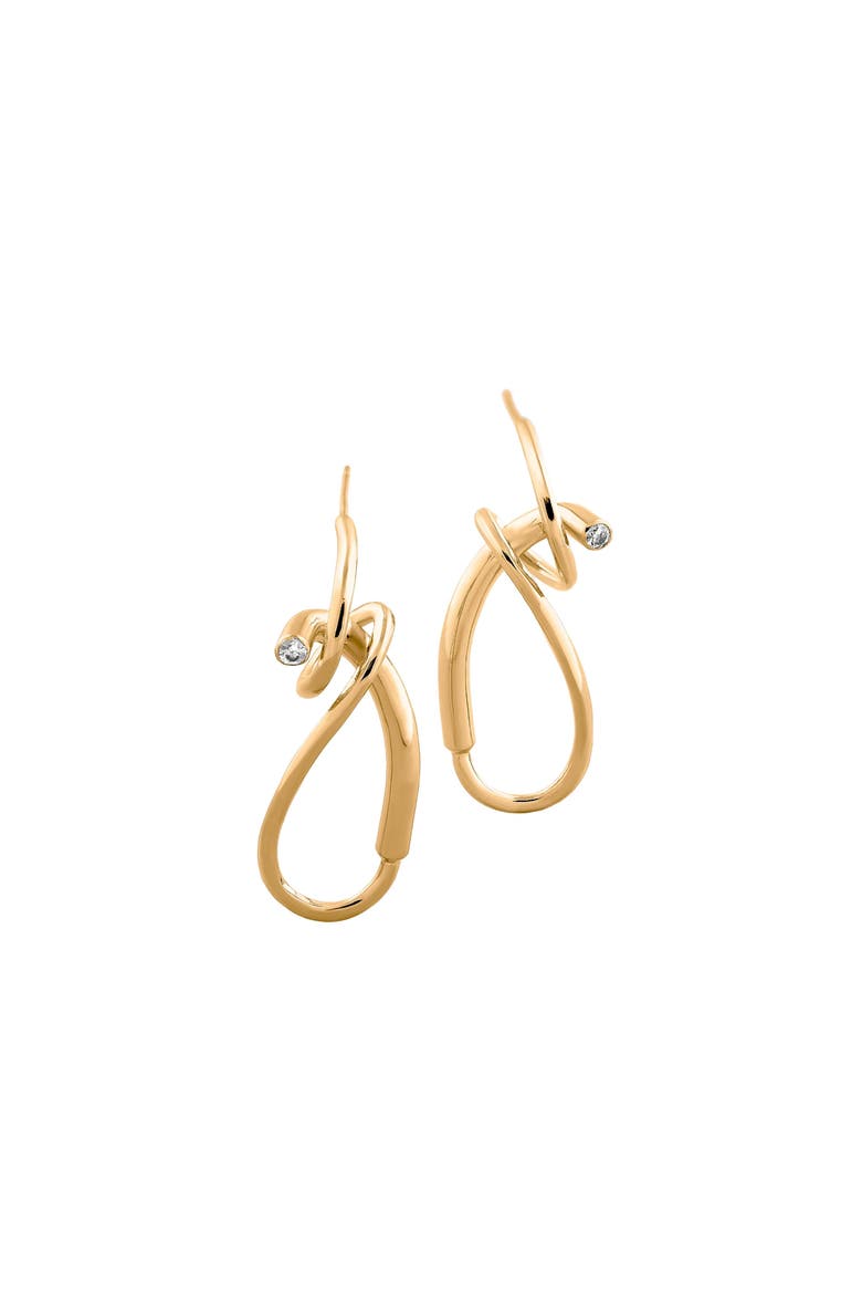 Calei zirconia  drop earrings, Alternate, color, GOLD PLATE