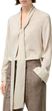 Burberry Striped Silk Scarf Blouse