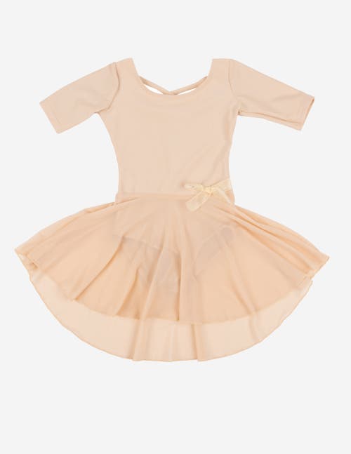 Leveret Girls Short Sleeve Skirted Leotard In Neutral
