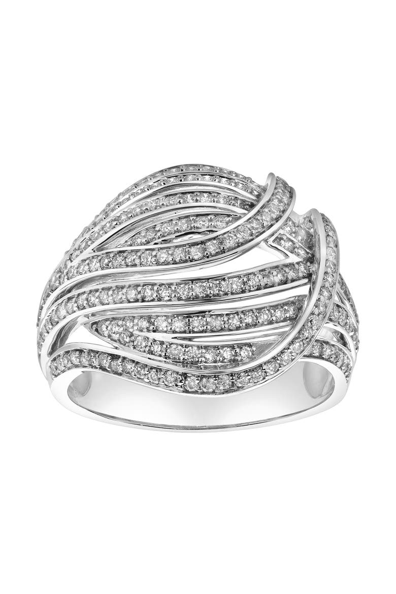 Marina 14K Gold Round Diamond Studded Dome Ring - 0.84cts, Main, color, 14K White Gold