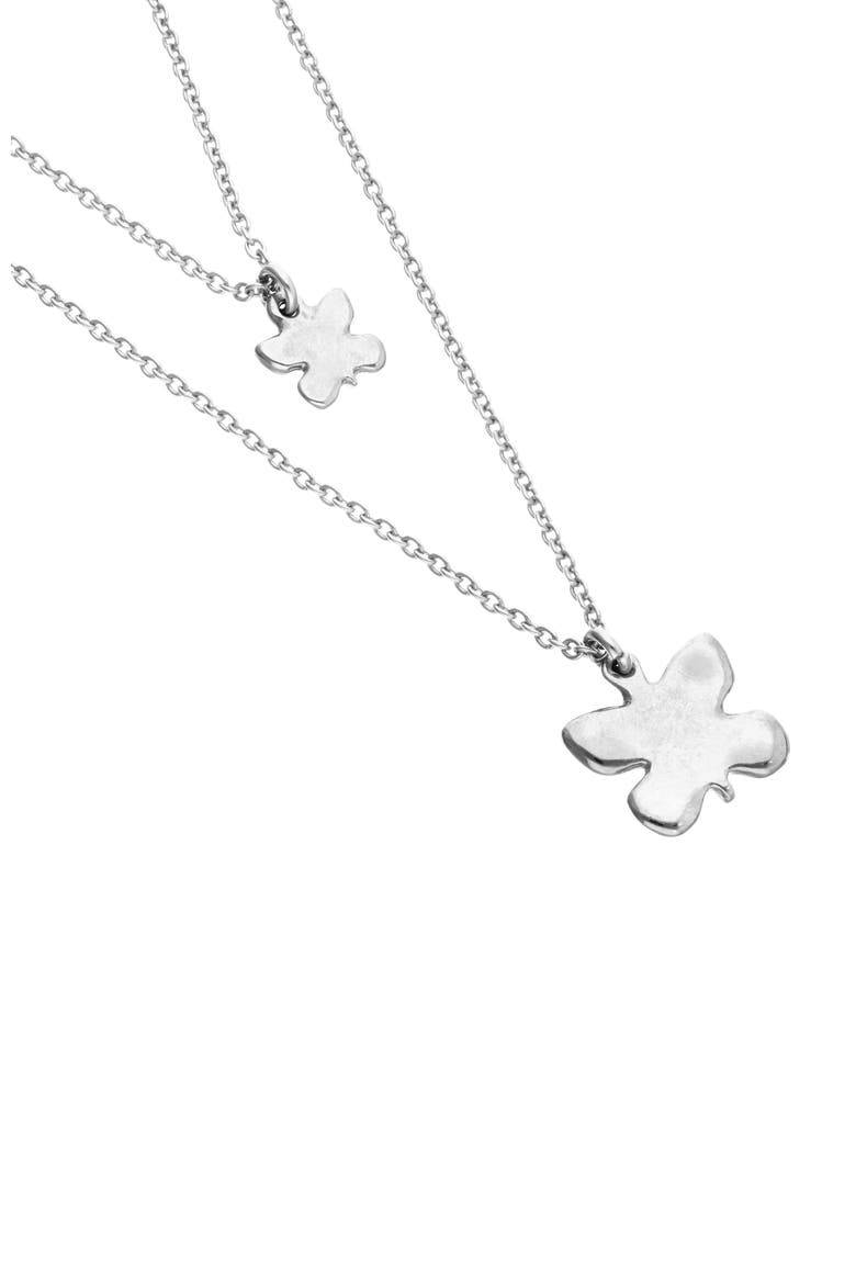 Double Butterfly & Pearl Necklace in Silver-Tone, Alternate, color, Silver