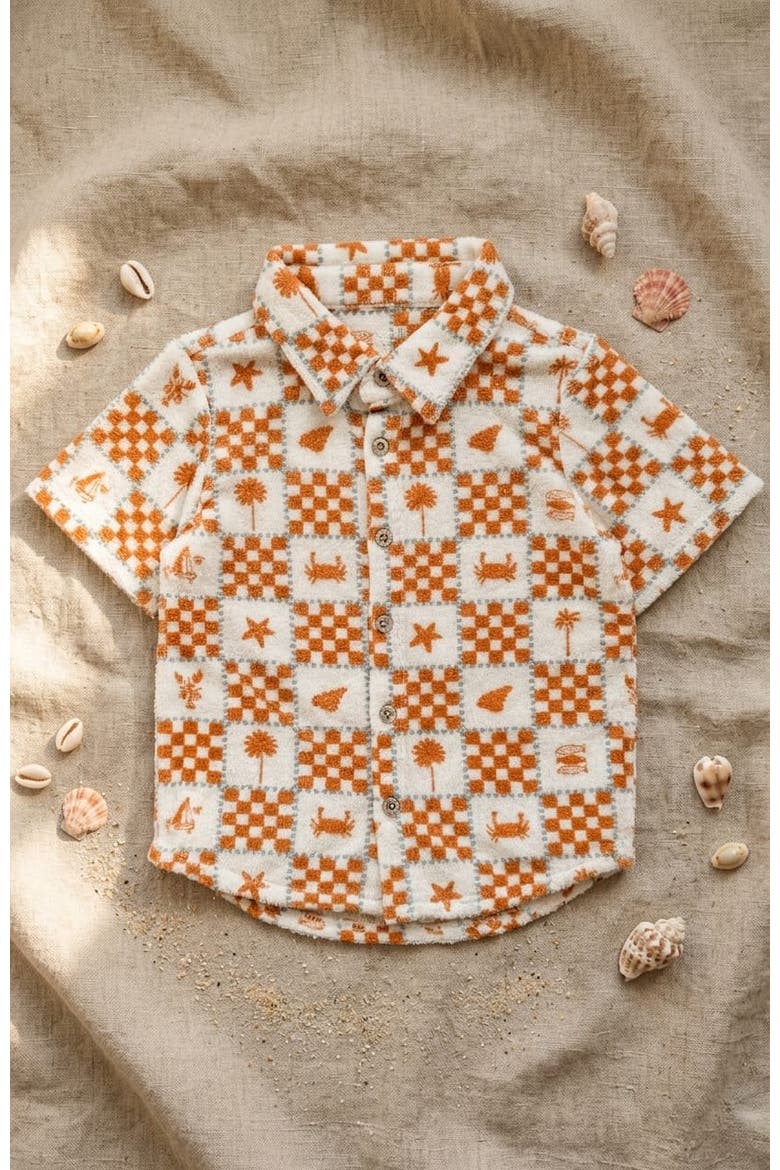 Jerry Cotton Blend Short Sleeve Buttondown, Alternate, color, Tan
