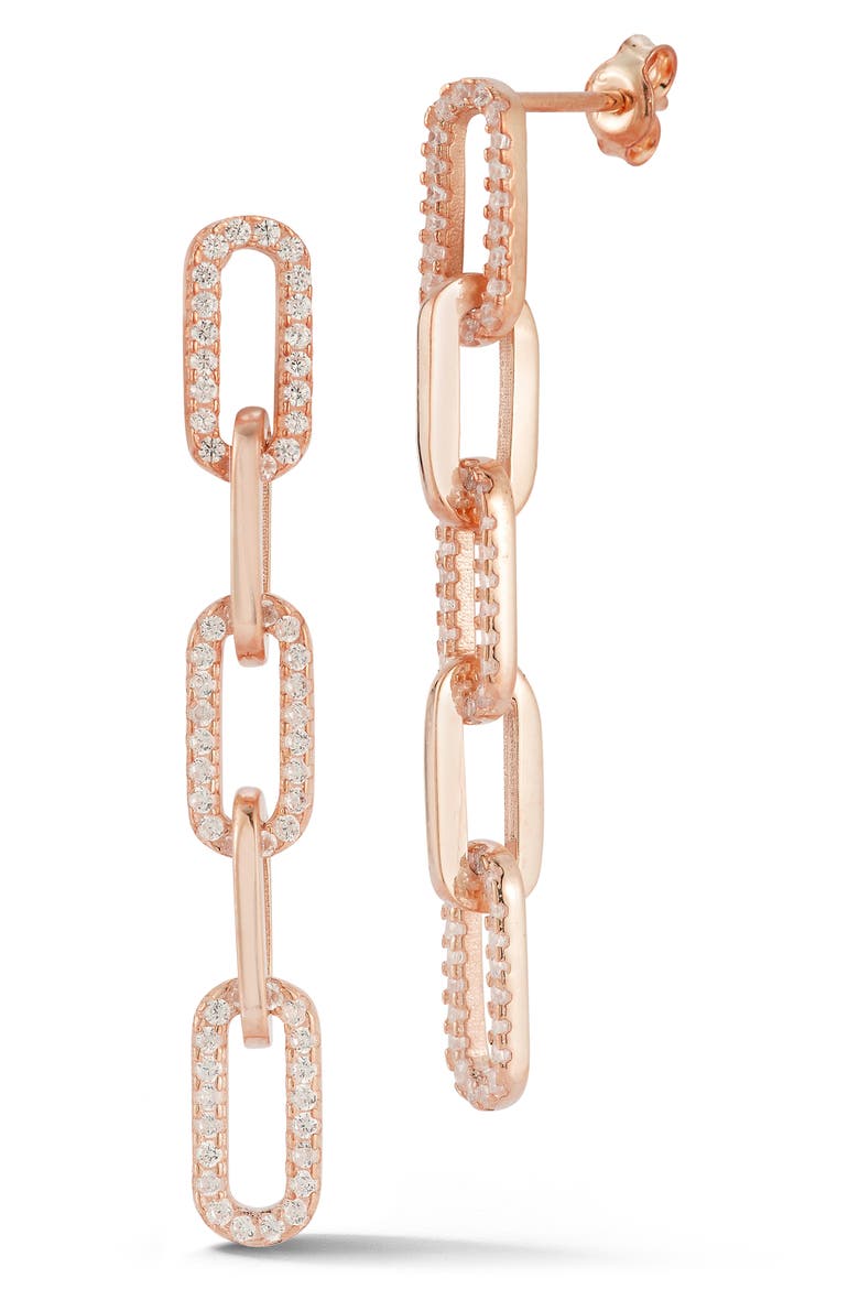 Cubic Zirconia Five Link Drop Earrings, Main, color, ROSE GOLD