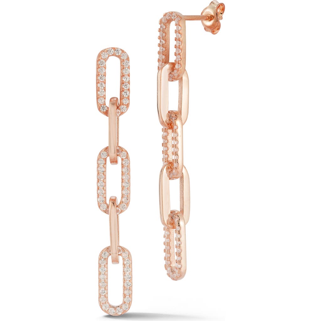 Chloe & Madison Chloe And Madison 14k Rose Gold Plated Cz Paper Clip Link Drop Earrings In Gold