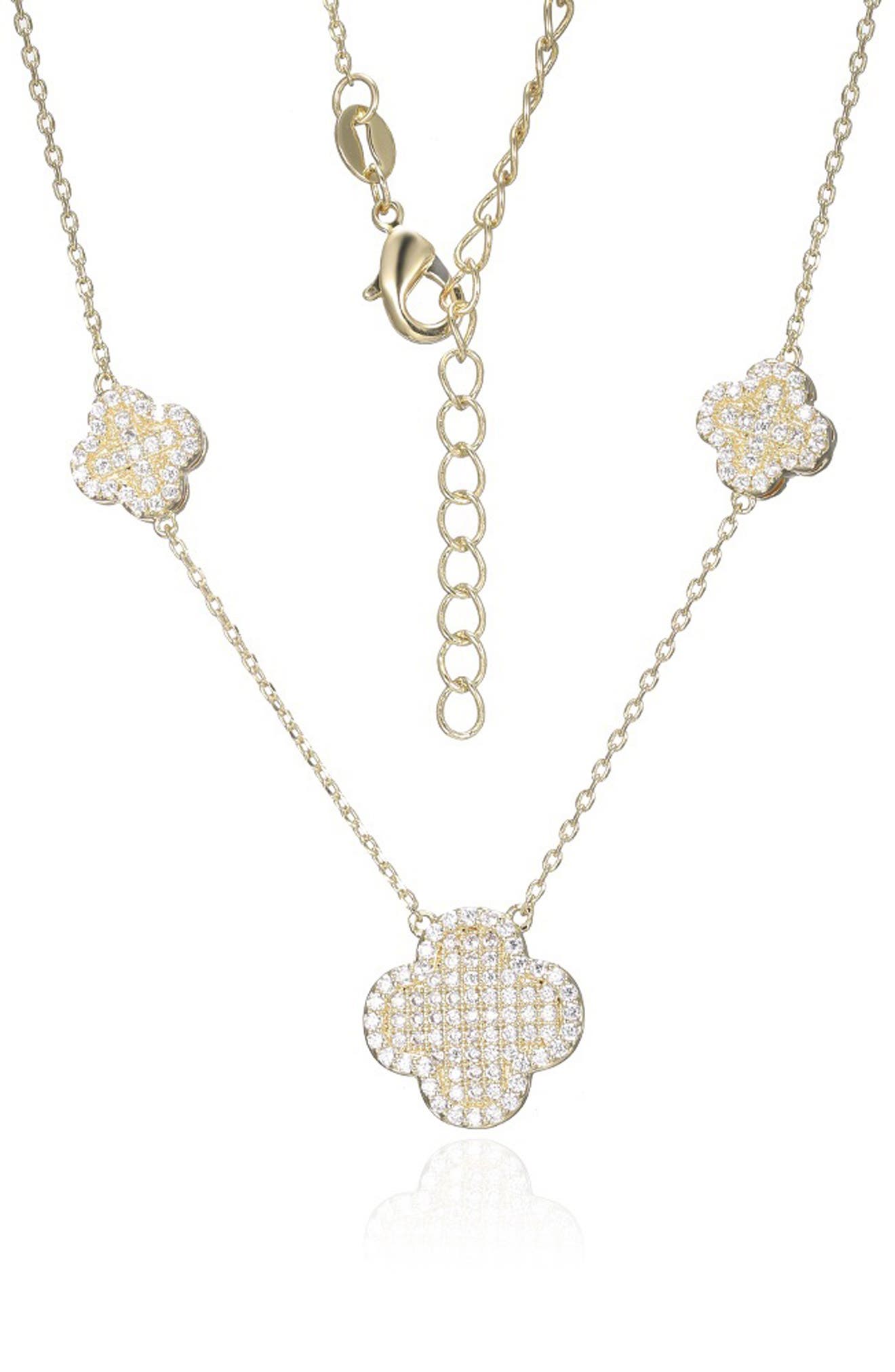 FZN Cubic Zirconia Clover Necklace