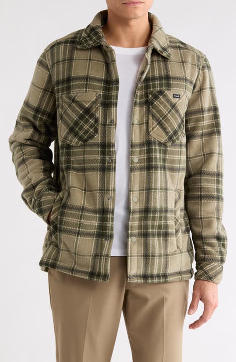 Plaid Faux Shearling Lined Polar Fleece Shirt Jacket
