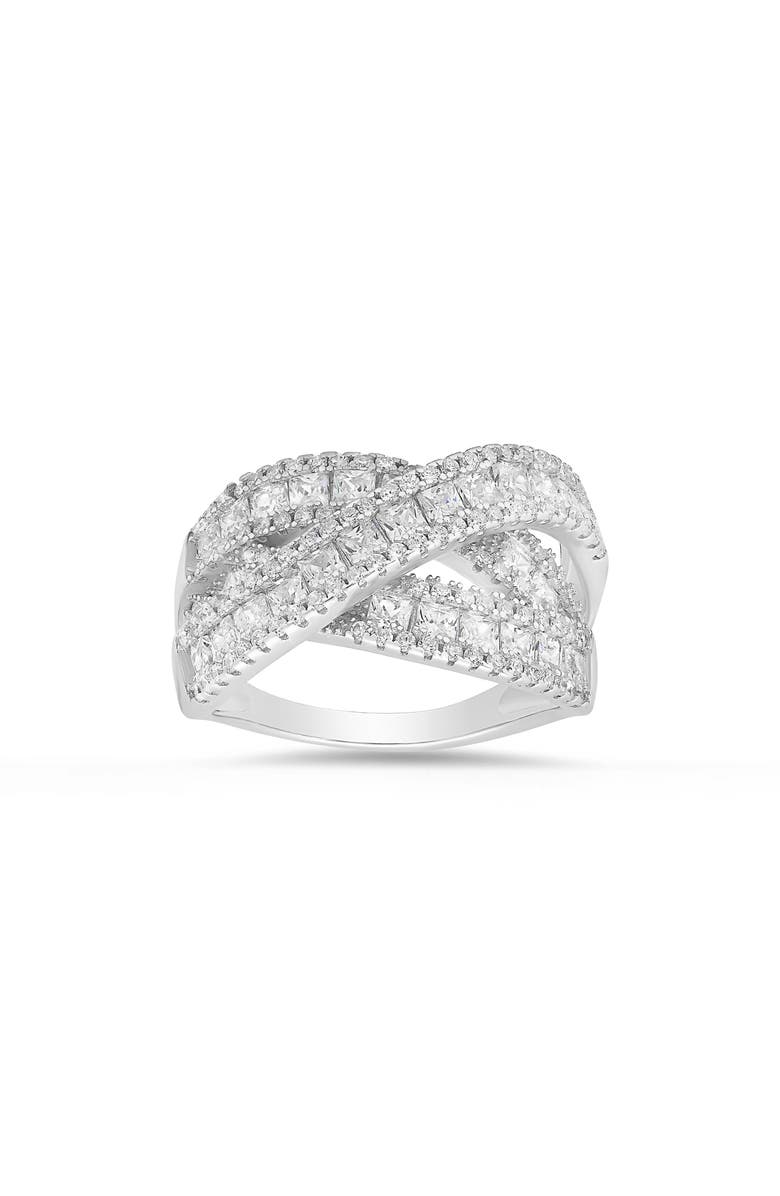Queen Jewels Crossover Highway Cubic Zirconia Ring, Main, color, Silver