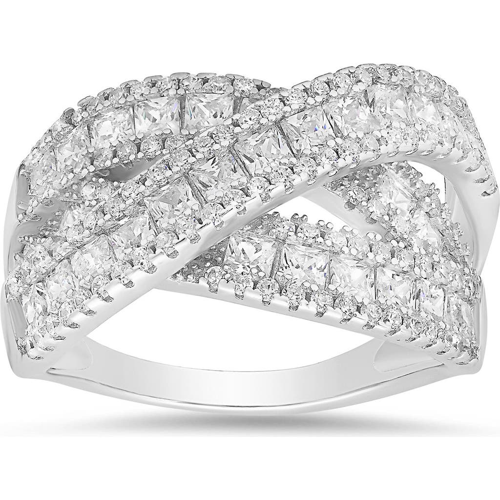 Queen Jewels Crossover Highway Cubic Zirconia Ring In Silver