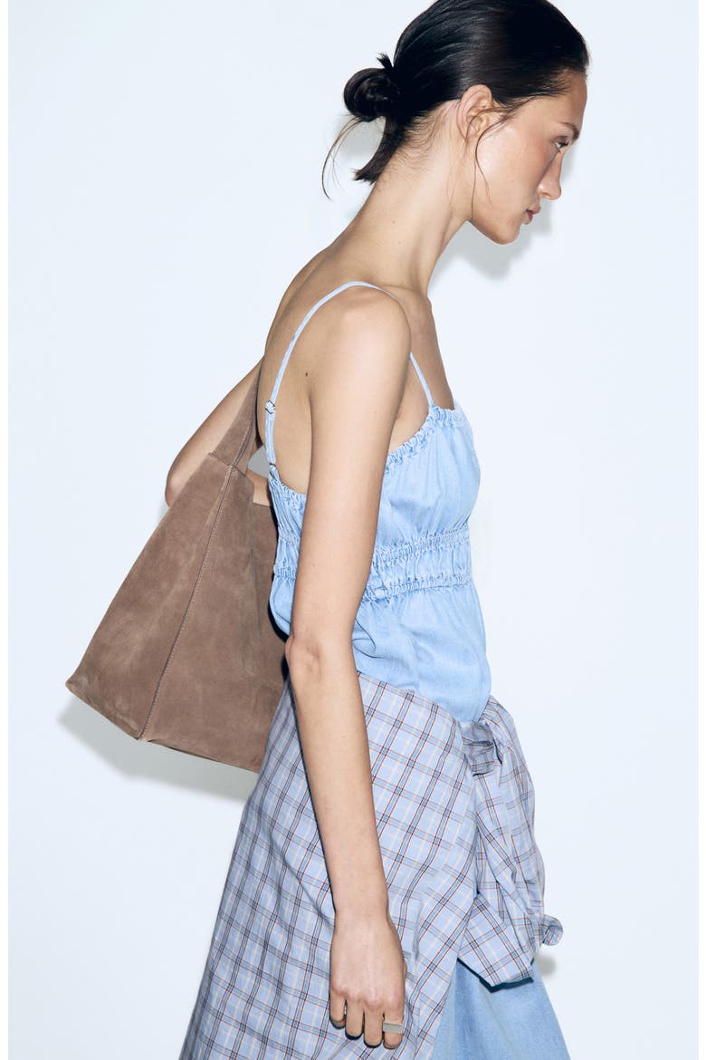 Gathered Waist Denim Maxi Dress, Alternate, color, LIGHT BLUE