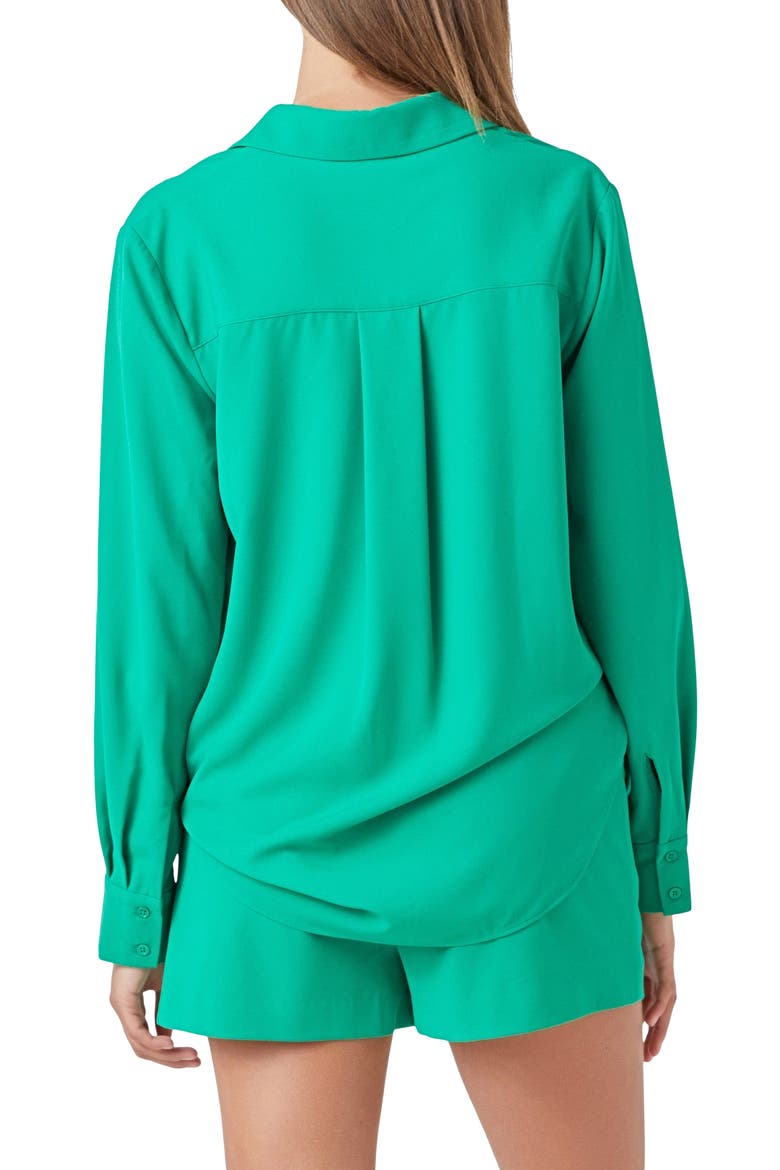 Solid Button-Up Shirt, Alternate, color, GREEN