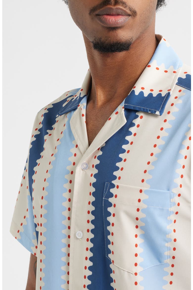 Strike a Match Print Weekend Camp Shirt, Alternate, color, BLUE