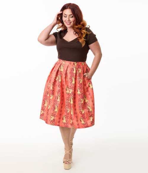 Unique Vintage Plus Size Jayne Swing Skirt In Red