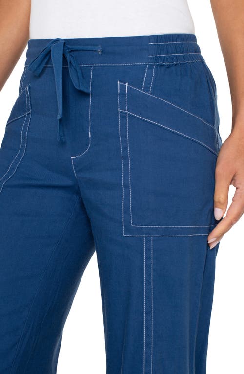Liverpool Los Angeles Drawstring Wide Leg Pants In Goddess Blue
