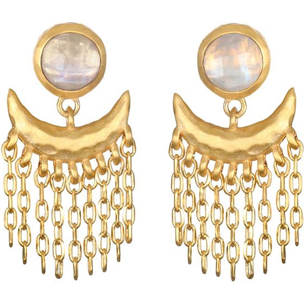 Satya Jewelry Scattering Stardust Moonstone Fringe Stud Drop Earrings In Gold