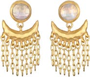 Satya Jewelry Scattering Stardust Moonstone Fringe Stud Drop Earrings
