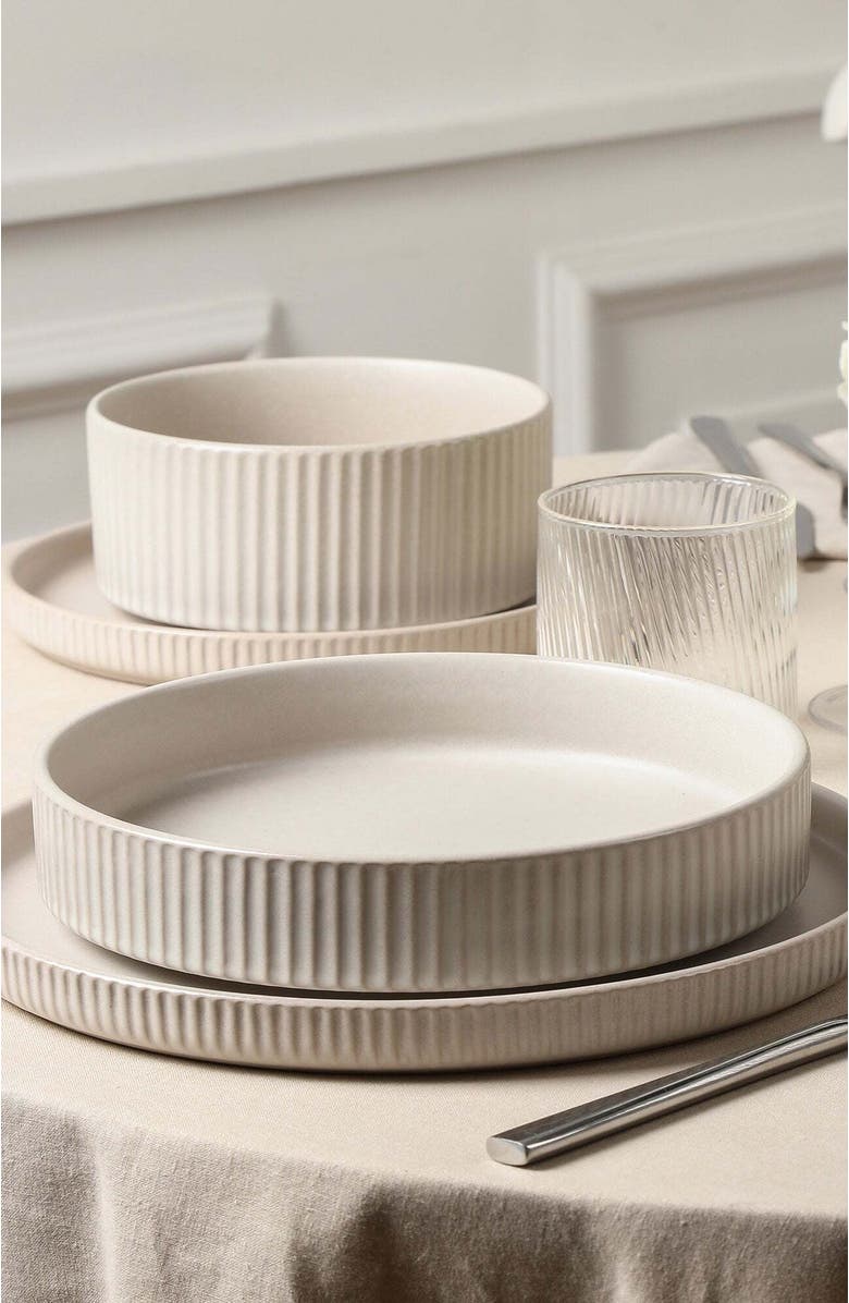 Stone Lain Haven Stoneware 4-Piece Pasta Bowl Set, Alternate, color, Beige
