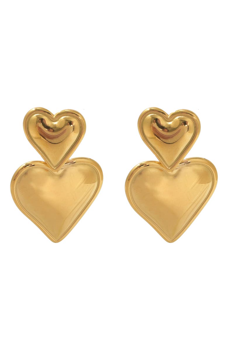 Petit Moments Francesca Double Heart Drop Earrings, Main, color, Gold