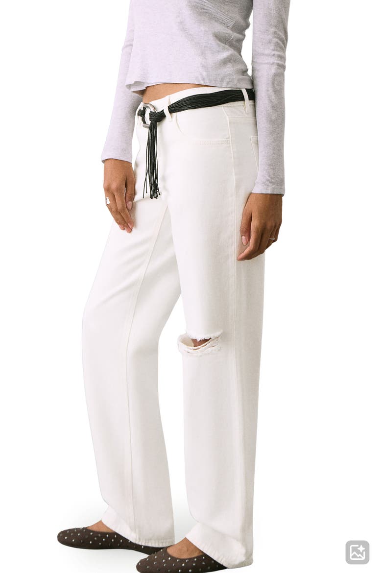 Ripped Low Rise Straight Leg Jeans, Alternate, color, OFF WHITE